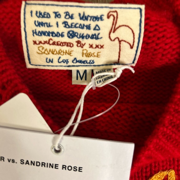 Free People x Sandrine Rose Wool / Cashmere Red & Blue Sweater NWT - Picture 6 of 10